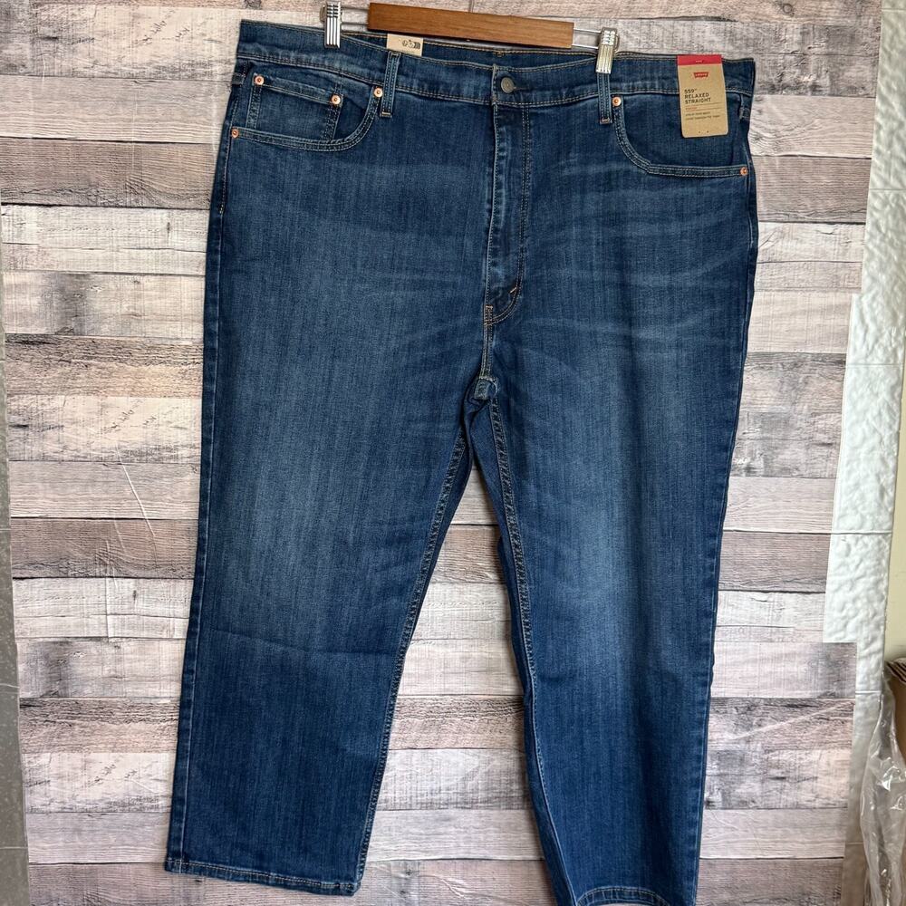 Levis 559 Relaxed Straight Jeans Mens 46x28 Blue Dark Big & Tall Stretch NEW
